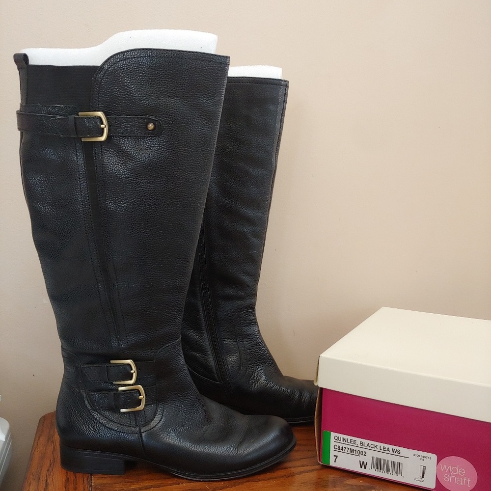 NATURALIZER Knee High 7W Wide Shaft Leather Boots